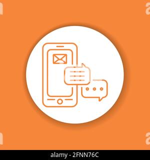 Messenger mobile application in smartphone color glyph icon. Pictogram for web page, mobile app, promo. UI UX GUI design element. Stock Vector