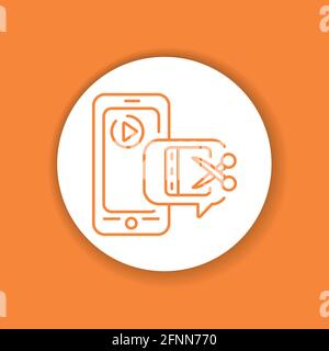 Video editor mobile application in smartphone color glyph icon. Pictogram for web page, mobile app, promo. UI UX GUI design element. Stock Vector