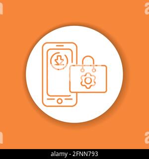 App store mobile application in smartphone color glyph icon. Pictogram for web page, mobile app, promo. UI UX GUI design element. Stock Vector