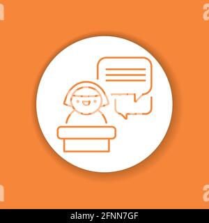 Public speaking color glyph icon. Soft skills. Pictogram for web, mobile app, promo. Stock Vector