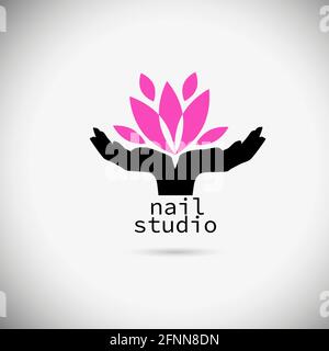 Logo manicure studio. Lotus flower. Vector illustration Stock Vector