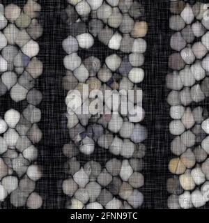 Rustic blotched charcoal grey french linen woven texture background. Blobby neutral old vintage cloth printed fabric textile. Distressed glitch all Stock Photo