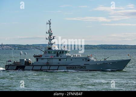UK Border Force cutter HMC Seeker inbound to Portsmouth, UK on the 17th May 2021. Stock Photo