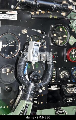 Spitfire cockpit gun trigger, weapon firing button on control column in ...