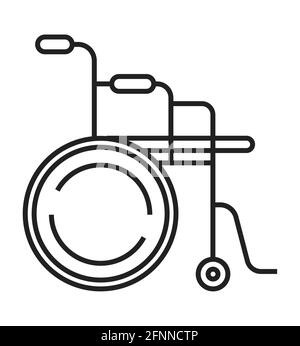 Wheelchair icon are shown.Orthopaedic rehabilitation icon vector. Physical therapy line sign. Prosthetics symbols for web design, app. Arthritis, oste Stock Vector