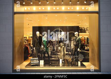 VIENNA, AUSTRIA - SEPTEMBER 4, 2011: Shop window of Peek & Cloppenburg fashion store on in Vienna. The company founded in 1900 runs apparel department Stock Photo