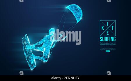 Kitesurfing and kiteboarding, hydrofoil. Silhouette of a kitesurfer. Freeride competition. Vector illustration. Thanks for watching Stock Vector