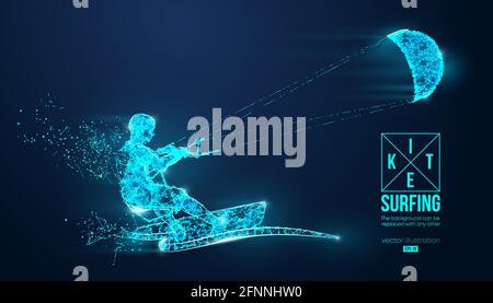 Kitesurfing and kiteboarding, hydrofoil. Silhouette of a kitesurfer. Freeride competition. Vector illustration. Thanks for watching Stock Vector