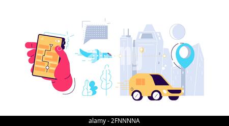 Different ways of online delivery service banner Stock Vector