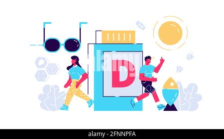 Vitamin D different sources and useful products Stock Vector