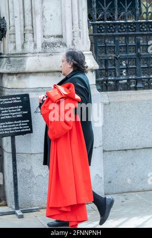 London UK 18th May 021 The Revd Patricia Hillas, the 80th Chaplain to the Speaker of the House of Commons, arrives at the House of commons Credit: Ian Davidson/Alamy Live News Stock Photo