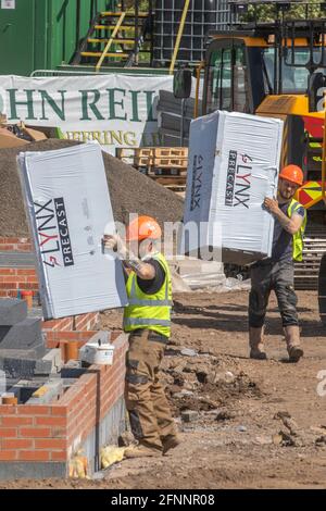 JOHN REILLY (CIVIL ENGINEERING) LIMITED of CHORLEY; Stages of construction; Farington Mews Beat the Stamp Duty Deadline - Keepmoat homes development site in Chorley. Builders Start construction on this large new housing estate development site using Lynx precast concrete flooring systems. UK Stock Photo