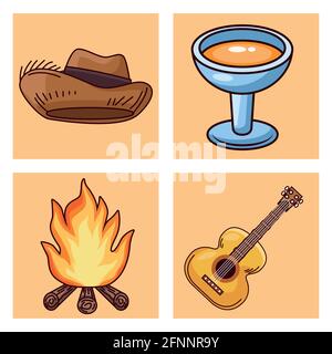 four festa Junina icons Stock Vector