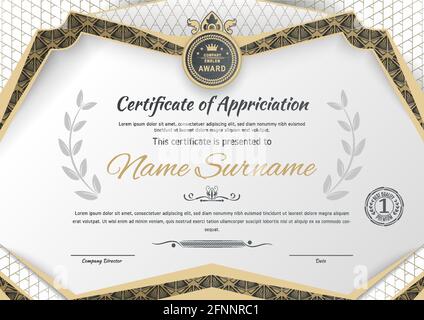White certificate and modern pattern design elements. Business modern design. Vector illustration. Stock Vector