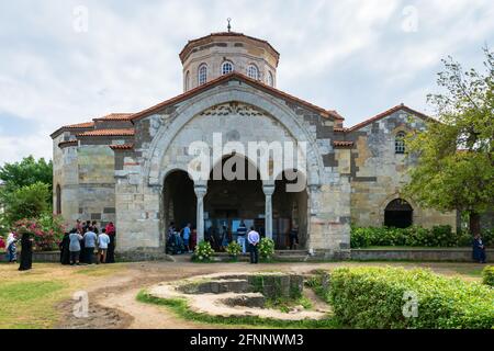 Hagia Sophia in Trabzon, the view of architecture and garden in Trabzon, Turkey. Ayasofia is a formerly Greek Orthodox church which was converted Stock Photo