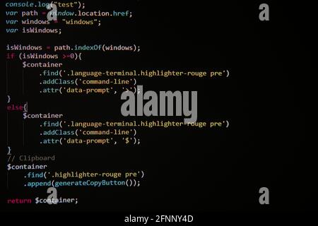 programing sql php source code on screen Stock Photo