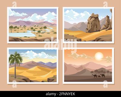 deserts landscapes scenes Stock Vector