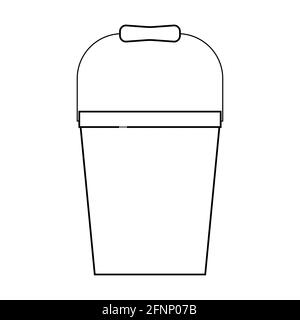 Gardening bucket outline simple minimalistic flat design vector illustration isolated on white background Stock Vector