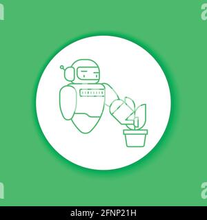 Futuristic robot automation to increase efficiency color glyph icon. Checking plants. Agricultural IOT. Sign for web page, app. UI UX GUI design eleme Stock Vector