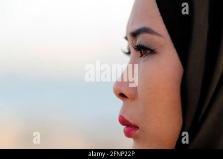 Portrait of muslim woman with islamic viel. United Arab Emirates Stock Photo