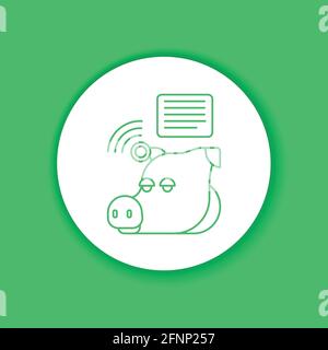 System monitoring the piggy with help of sensors. Smart farming black color icon. Checking. Animal husbandry. Agricultural IOT. Sign for web page, app Stock Vector