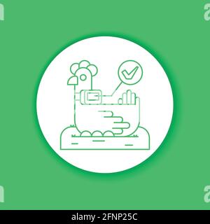 System monitoring the chicken, hen with help of sensors. Smart farming color glyph icon. Checking. Animal husbandry. Agricultural IOT. Sign for web pa Stock Vector