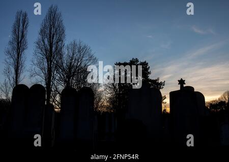 City of Paris cemetery, Bagneux, Hauts-de-Seine, France. Jewish graves Stock Photo