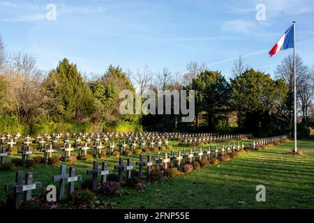 City of Paris cemetery, Bagneux, Hauts-de-Seine, France. Military graves Stock Photo