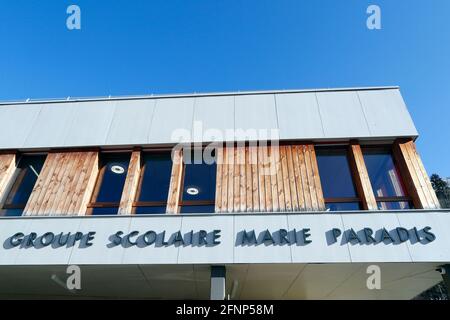 Ecole Marie Paradis.  Groupe scolaire Marie Paradis.  Saint-Gervais. France. Stock Photo