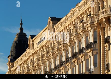 French Riviera. Intercontinental Carlton Hotel facade, La Croisette.  Cannes. France. Stock Photo