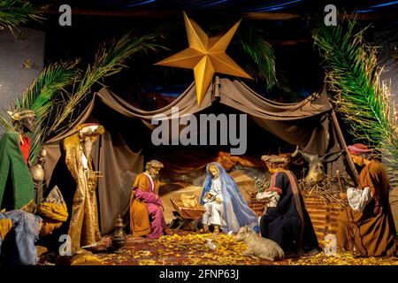 Nativity scene in Saint Sulpice basilica, Paris, France Stock Photo