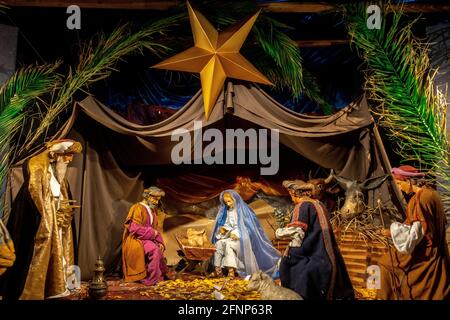 Nativity scene in Saint Sulpice basilica, Paris, France Stock Photo