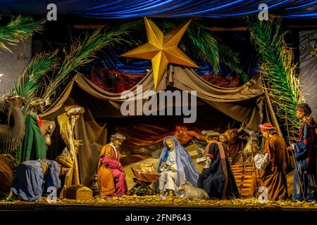 Nativity scene in Saint Sulpice basilica, Paris, France Stock Photo