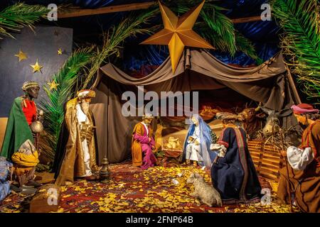 Nativity scene in Saint Sulpice basilica, Paris, France Stock Photo