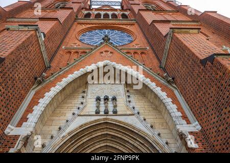 Close up view of beautiful decoration element on church. Domkyrka. Uppsala. Europe. Sweden. Stock Photo