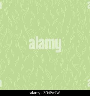 pastel green leaves seamless patterns set. botanical floral hand drawn lineart flower elements. packaging wrapping fabric textile design. Stock Vector