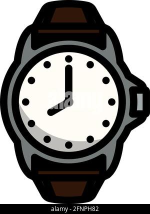 Wristwatch on hand Time on watch hand contour outline line icon black color  vector illustration image thin flat style 5749289 Vector Art at Vecteezy