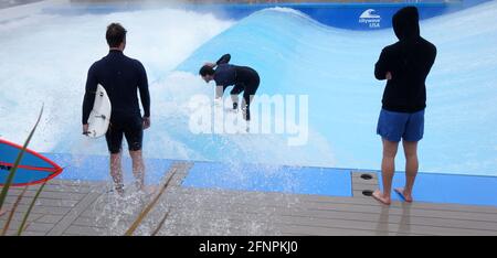 Lakeside Surf in Lake Chelan is the first facility in the United States to offer one of the largest stationary waves in the world. Built by the German Stock Photo