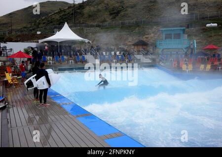 Lakeside Surf in Lake Chelan is the first facility in the United States to offer one of the largest stationary waves in the world. Built by the German Stock Photo