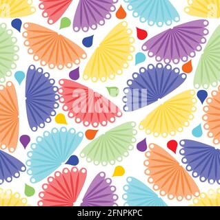 Cheerful colorful background with fan motif and drops Stock Vector