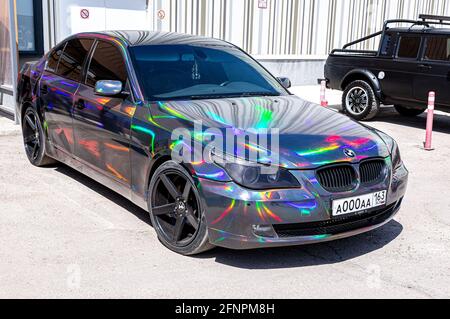 Samara, Russia - May 15, 2021: BMW vehicle with low profile tires Stock Photo