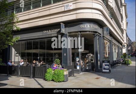 Ole & Steen Danish bakery shop and cafe in Haymarket, London, UK. 18 May 2021 Stock Photo