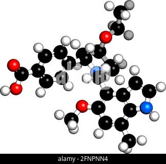 Iptacopan Drug Molecule. 3D Rendering. Atoms Are Represented As Spheres ...