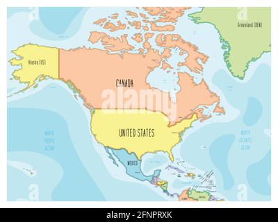 North America map - hand-drawn cartoon style Stock Vector