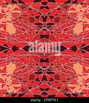 Modern red and black contrasting tile in kaleidoscope mosaic design Stock Vector