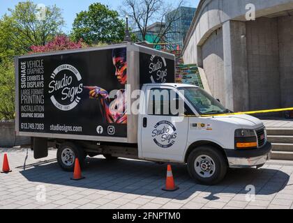 A Studio Signs company truck, specialising in installation of graphic display. Ottawa, Canada Stock Photo