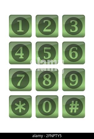 Phone buttons in green gradient design in circles Stock Vector