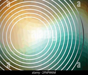 Abstract background with concentric circles on triangle area in green and yellow Stock Vector