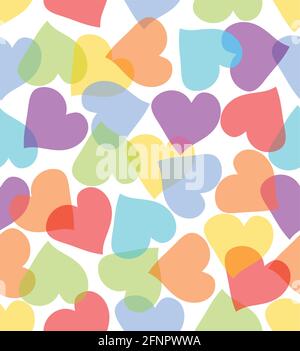 Seamless background with hearts overlapping pattern in pastel colors Stock Vector