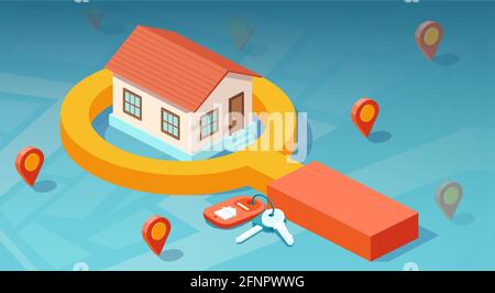 Choosing the right home and house location. Real estate concept Stock Vector